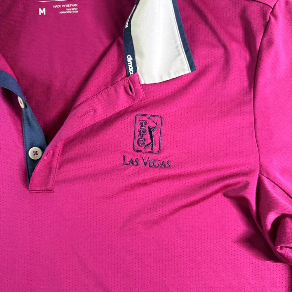 Adidas Climacool Golf Polo Shirt Las Vegas PGA Tour Pink Medium